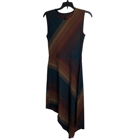BCBGMaxAzria Women's Dress Small Multi-Color Asymmetrical Hem Geometric Career - Picture 1 of 6